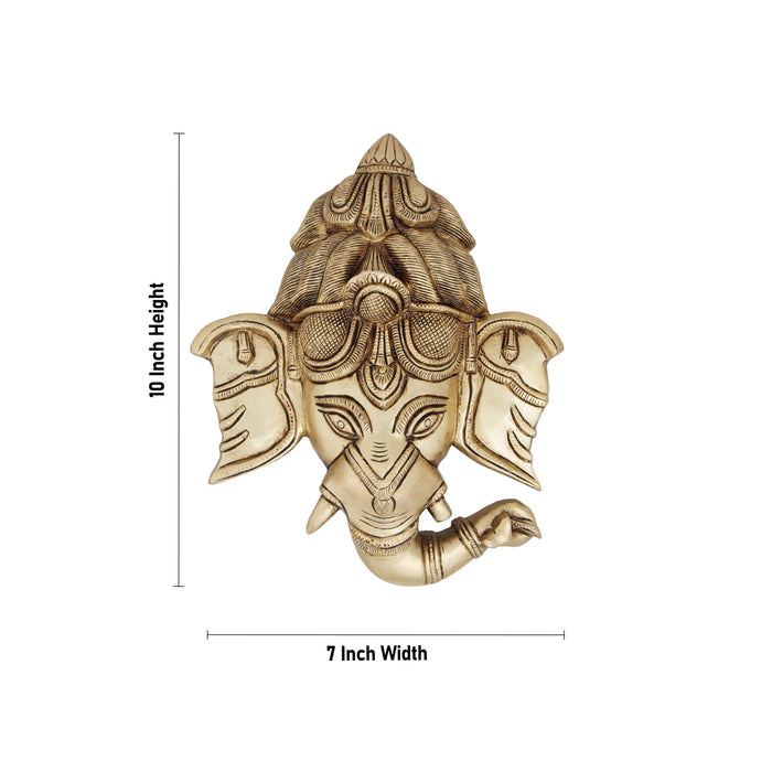 Ganesh Wall Hanging - 10 x 7 Inches | Antique Brass Wall Hanger/ Vinayagar Wall Hanger for Home/ 1.760 Kgs Approx - Wall Hanging
