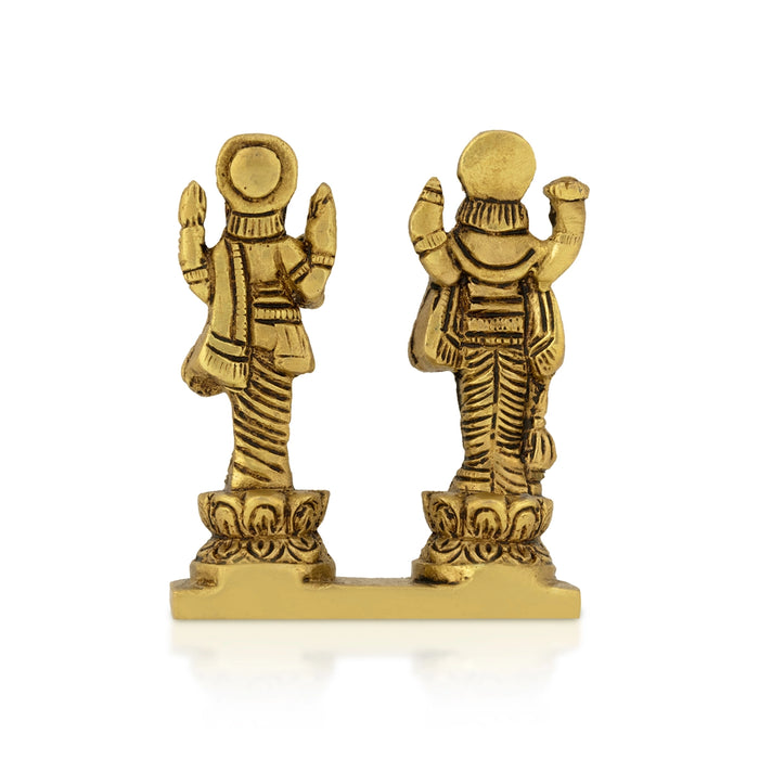 Vishnu Lakshmi Standing Murti - 3.5 x 3 Inches| Antique Brass Idol / Vishnu Laxmi Statue For Pooja - Brass Murties