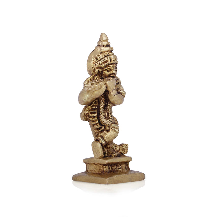 Krishna Murti Standing On Base - 2.5 x 1.25 Inches | Antique Brass Idol/ Krishna Idol for Pooja/ 60 Gms Approx