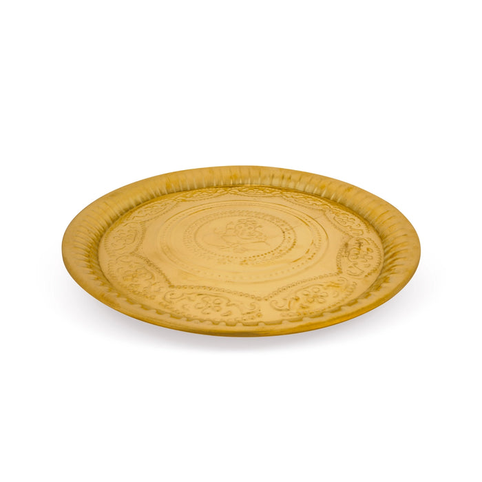 Brass Plate - 1.5 x 13 Inches | Beading Design Thali Plate/ Pooja Plate for Home - Pooja Plate & Tray