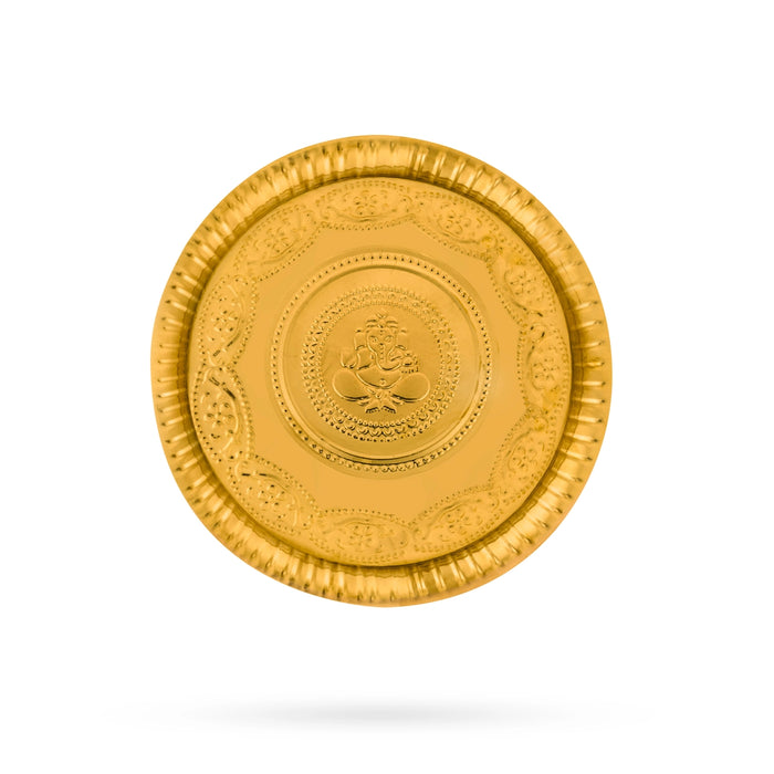 Brass Plate - 1.5 x 13 Inches | Beading Design Thali Plate/ Pooja Plate for Home - Pooja Plate & Tray