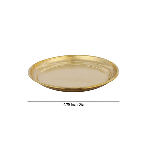 Brass Plate - 4.75 Inches | Thali Plate/ Pooja Plate for Home - Pooja Plate & Tray