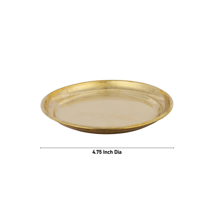 Brass Plate - 4.75 Inches | Thali Plate/ Pooja Plate for Home - Pooja Plate & Tray