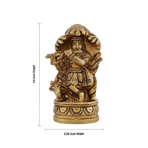 Buy Cow Krishna Statue with Tree . x . Antique Brass Idol Cow Murti for Pooja ms Approx online at Giri ISKCON collection