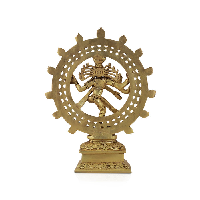Natraj Double Frame - 12 x 9 Inches | Antique Brass Statue/ Nataraj Murti/ Natraja Statue for Pooja - Table Stand Accessories