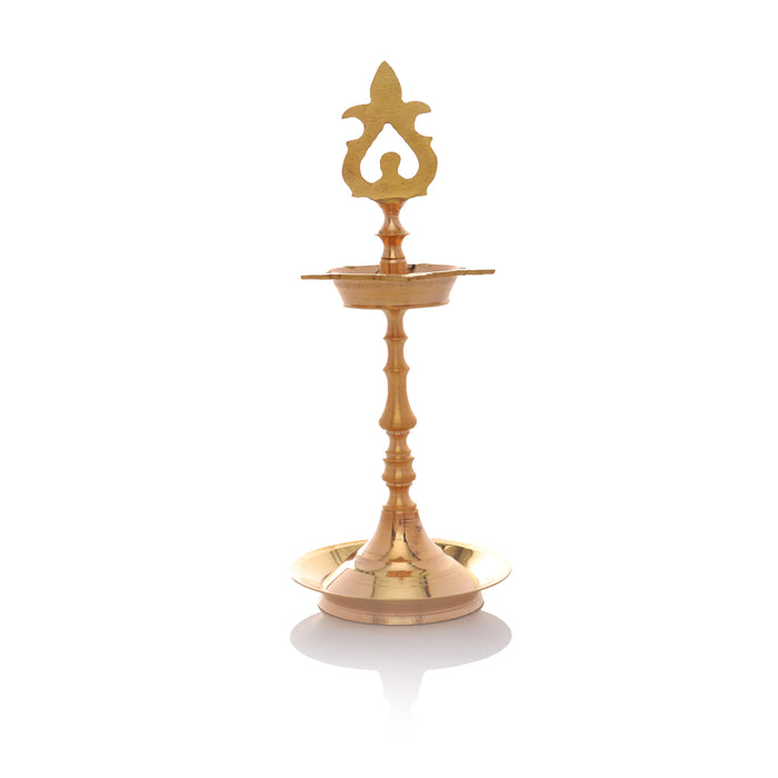 Brass Lamp - 10.5 x 4 Inches | Karaikudi Kuthu Vilakku/ Pirai Deepam/ Diya for Pooja - Kuthuvilakku
