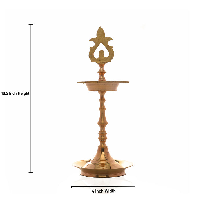 Brass Lamp - 10.5 x 4 Inches | Karaikudi Kuthu Vilakku/ Pirai Deepam/ Diya for Pooja - Kuthuvilakku