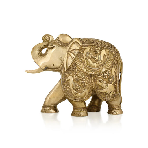 Elephant Statue - 9.5 X 12 inches| Antique Brass Elephant sculpture/ Elephant Idol for Home Decor - Table Stand Accessories