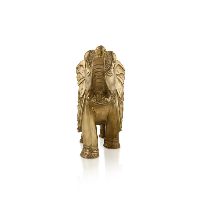 Elephant Statue - 9.5 X 12 inches| Antique Brass Elephant sculpture/ Elephant Idol for Home Decor - Table Stand Accessories