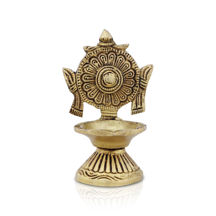 Chakra Deepak - 4 x 3 Inches | Brass Vilakku/ Antique Polish Lamp/ 260 Gms Approx