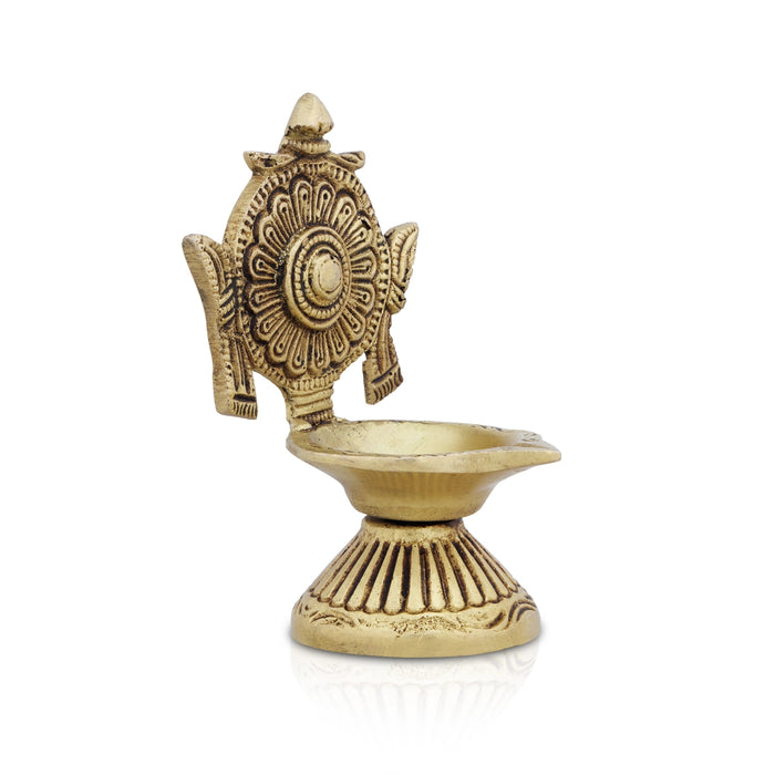 Chakra Deepak - 4 x 3 Inches | Brass Vilakku/ Antique Polish Lamp/ 260 Gms Approx