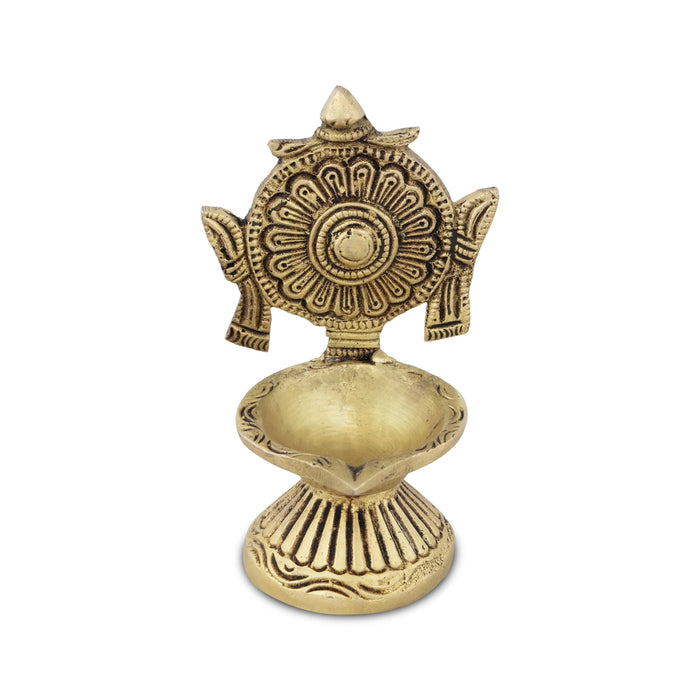 Chakra Deepak - 4 x 3 Inches | Brass Vilakku/ Antique Polish Lamp/ 260 Gms Approx