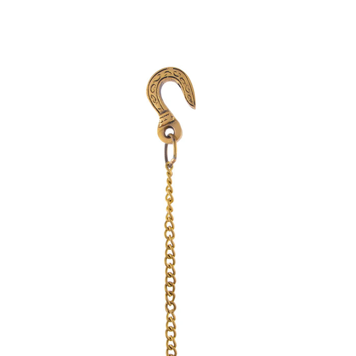 Pooja Hanging Bell with Chain - 17.5 Inches | Antique Brass Bell/ Hanging Bells for Mandir/ 330 Gms Approx - Pooja Bells
