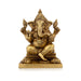 Ganesh Murti Sitting On Simhasan - 8.5 x 6 Inches | Antique Brass Idol/ Ganapati Idol for Pooja/ 3.500 Kgs Approx - Brass Murties