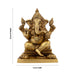 Ganesh Murti Sitting On Simhasan - 8.5 x 6 Inches | Antique Brass Idol/ Ganapati Idol for Pooja/ 3.500 Kgs Approx - Brass Murties