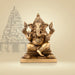 Ganesh Murti Sitting On Simhasan - 8.5 x 6 Inches | Antique Brass Idol/ Ganapati Idol for Pooja/ 3.500 Kgs Approx - Brass Murties