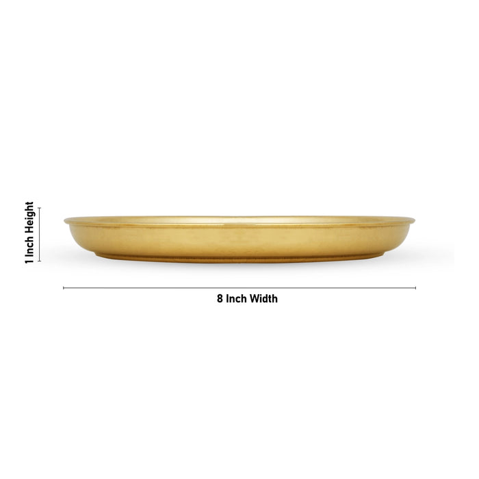 Brass Plate - 1 x 8 Inches | Thali Plate/ Pooja Thali/ Pooja Plate for Home - Pooja Plate & Tray