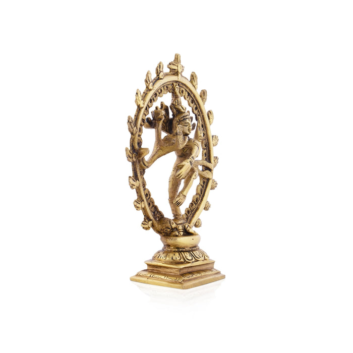 Natraj Murti - 6.5 x 5.25 Inches | Antique Brass Statue/ Nataraja Vigraham for Pooja/ 630 Gms Approx - Brass Murties