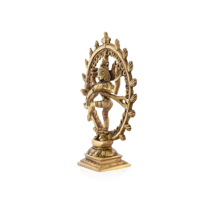 Natraj Murti - 6.5 x 5.25 Inches | Antique Brass Statue/ Nataraja Vigraham for Pooja/ 630 Gms Approx - Brass Murties