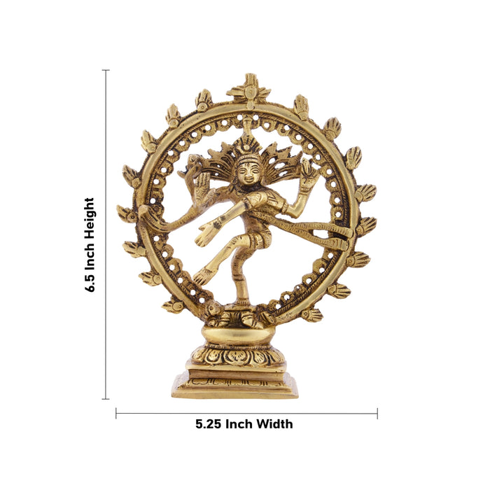 Natraj Murti - 6.5 x 5.25 Inches | Antique Brass Statue/ Nataraja Vigraham for Pooja/ 630 Gms Approx - Brass Murties