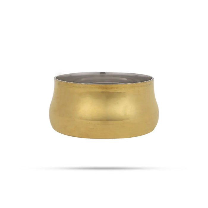 Dinner Set - 13 Inches| 5 Pcs / Stainless Steel & Brass Finish Thali Set / Serving Set For Home & Kitchen