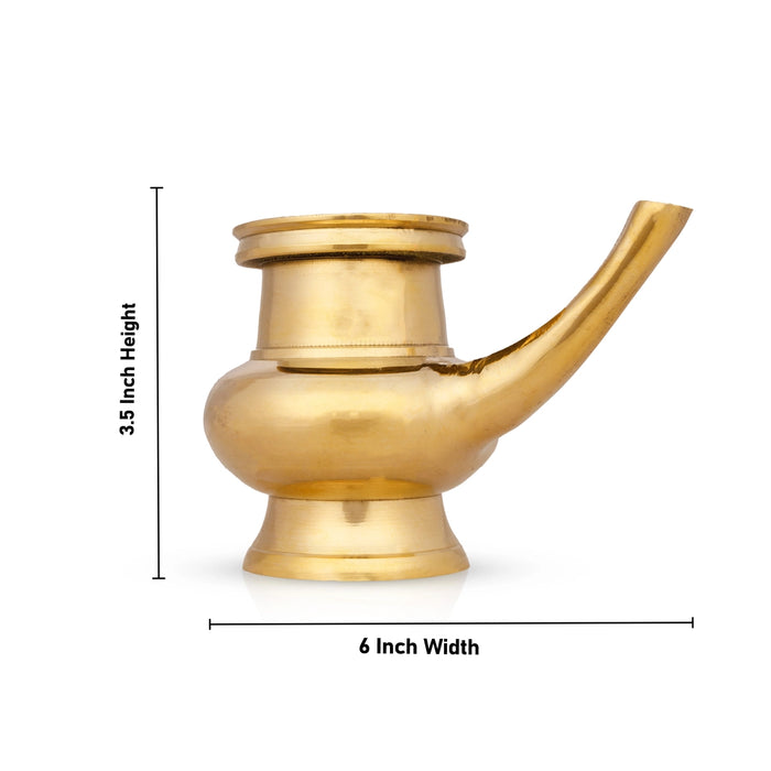 Kamandal - 3.5 x 6 Inches | Brass Kindi/ Kamandalam for Pooja/ 435 Gms Approx - Kalash & Pooja Lota
