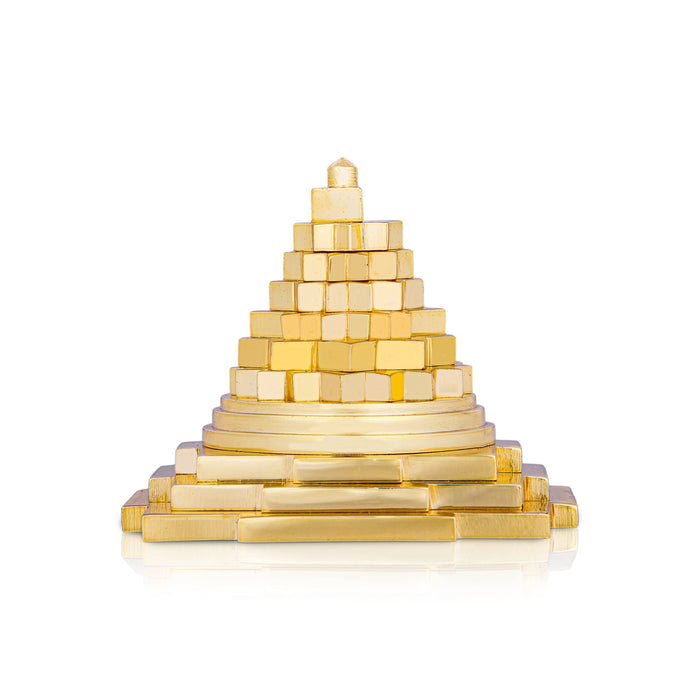 Maha Meru - 2.5 x 3 Inches | Gold Polish Sri Yantra/ Sri Chakra Maha Meru for Pooja/ 700 Gms Approx - Maha Meru & Yantra