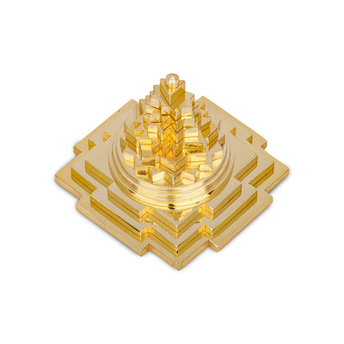 Maha Meru - 2.5 x 3 Inches | Gold Polish Sri Yantra/ Sri Chakra Maha Meru for Pooja/ 700 Gms Approx - Maha Meru & Yantra