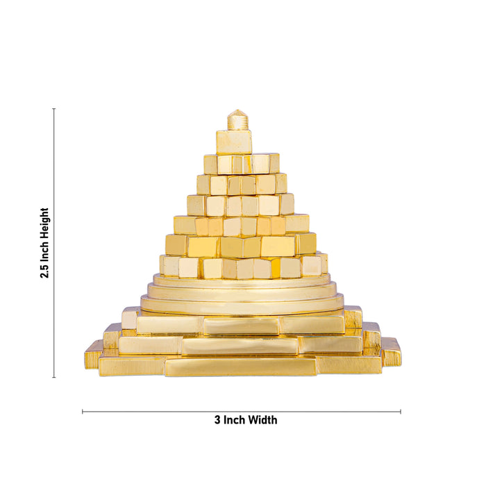 Maha Meru - 2.5 x 3 Inches | Gold Polish Sri Yantra/ Sri Chakra Maha Meru for Pooja/ 700 Gms Approx - Maha Meru & Yantra