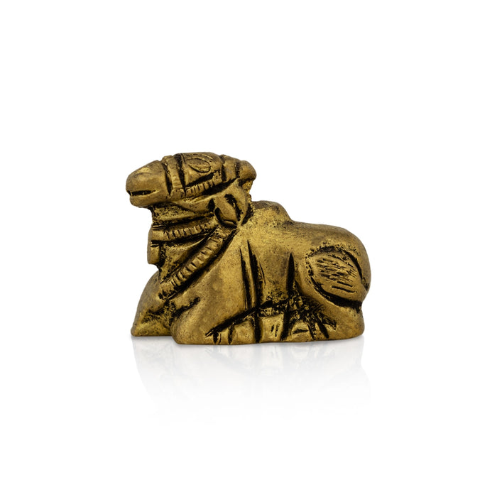 Nandi Statue - 1 X 1 Inch | Nandi Murti/ Antique Brass Idol/ Nandhi Statue For Worship - Brass Murties