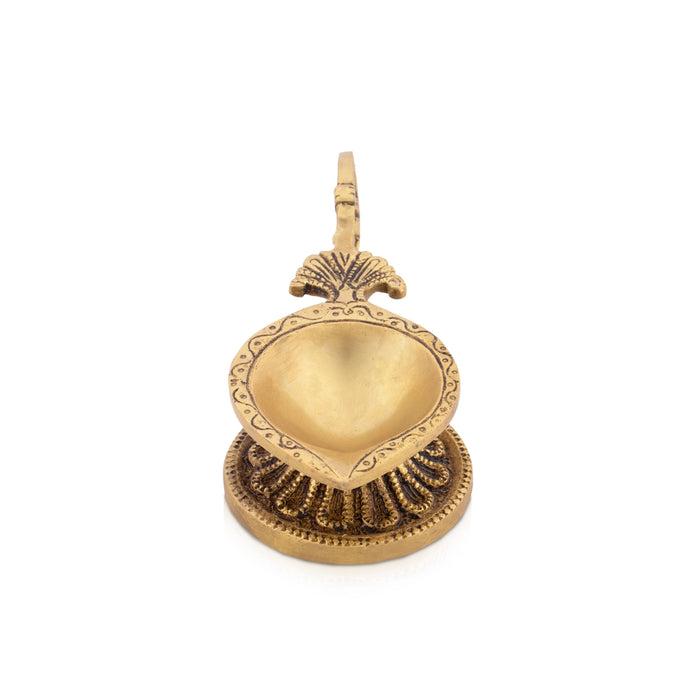 Agal Vilakku with Handle - 1.5 x 6 Inches | Antique Brass Lamp/ Brass Vilakku/ Deep for Pooja - Karthik Lamps