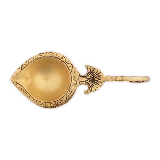 Agal Vilakku with Handle - 1.5 x 6 Inches | Antique Brass Lamp/ Brass Vilakku/ Deep for Pooja - Karthik Lamps