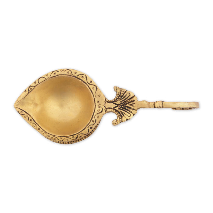 Agal Vilakku with Handle - 1.5 x 6 Inches | Antique Brass Lamp/ Brass Vilakku/ Deep for Pooja - Karthik Lamps
