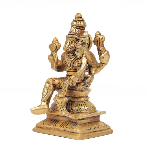 Lakshmi Narasimhar Idol - 5 x 2.5 Inches | Brass Antique Statue/ Laxmi Narasimha Idol for Pooja/ 700 Gms Approx - Brass Murties