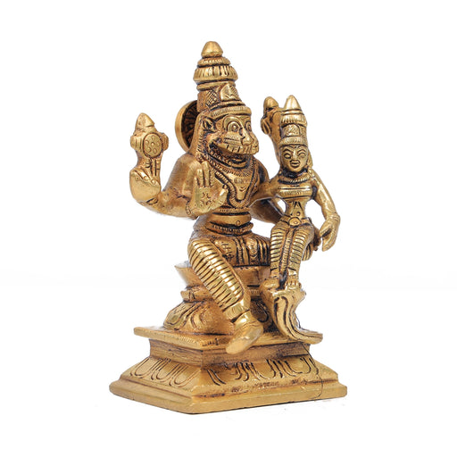 Lakshmi Narasimhar Idol - 5 x 2.5 Inches | Brass Antique Statue/ Laxmi Narasimha Idol for Pooja/ 700 Gms Approx - Brass Murties