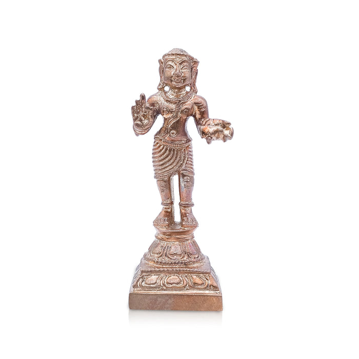 Manickavasagar Statue Standing On Base - 3 x 1.5 Inches | Panchaloha Idol/ Manikkavasagar Idol for Pooja - Panchaloha Murties