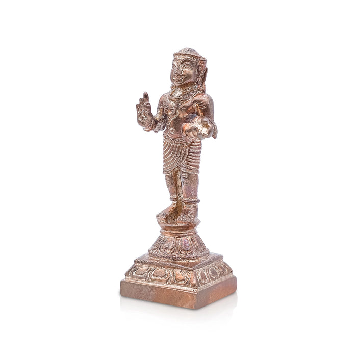 Manickavasagar Statue Standing On Base - 3 x 1.5 Inches | Panchaloha Idol/ Manikkavasagar Idol for Pooja - Panchaloha Murties