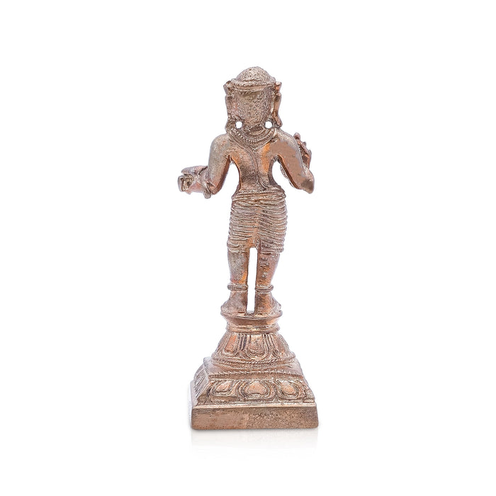 Manickavasagar Statue Standing On Base - 3 x 1.5 Inches | Panchaloha Idol/ Manikkavasagar Idol for Pooja - Panchaloha Murties