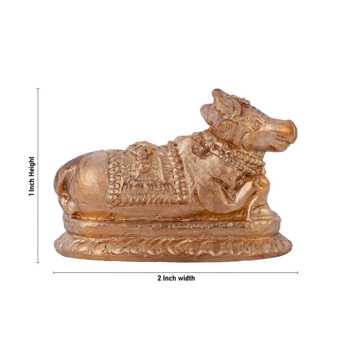 Nandi Murti - 1 x 2 Inches | Panchaloha Idol/ Nandi Statue/ Nandi Bhagavan / NandiDeva / Decor For Pooja - Panchaloha Murties