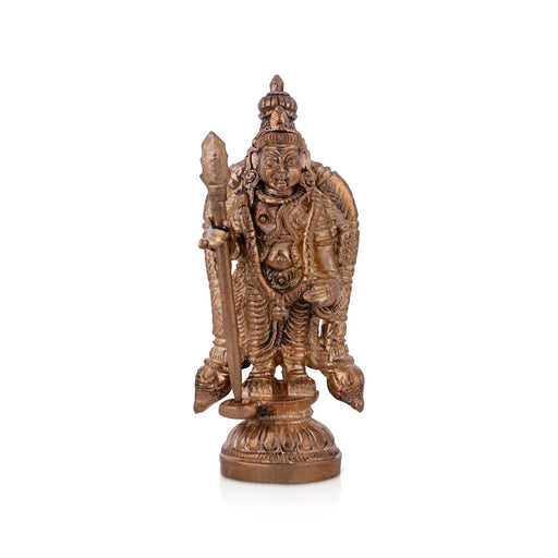 Swamimalai Murugan Standing On Base Murti- 3.5 x 1.5 Inches|Panchaloha Muruga idol/ Kathirvelan statue For Pooja - Panchaloha Murties