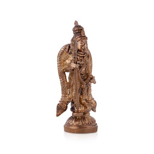 Swamimalai Murugan Standing On Base Murti- 3.5 x 1.5 Inches|Panchaloha Muruga idol/ Kathirvelan statue For Pooja - Panchaloha Murties