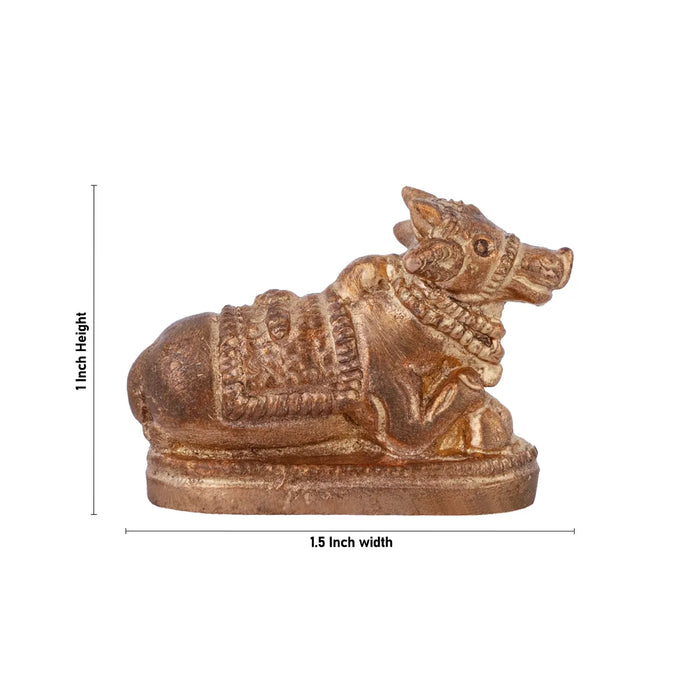 Nandi Murti - 1 x 1.5 Inches | Panchaloha Idol/ Nandi Statue/ Nandi Bhagavan / NandiDeva / Decor For Pooja - Panchaloha Murties