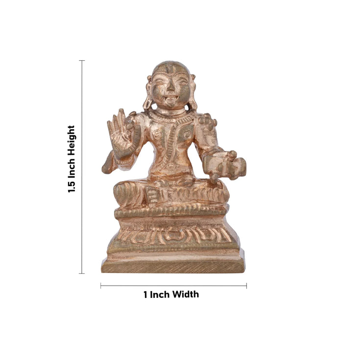 Vedanta Desikan Statue - 1.5 x 1 Inch | Panchaloha Idol/ Vedanta Desikar Idol for Pooja/ 60 Gms Approx - Panchaloha Murties