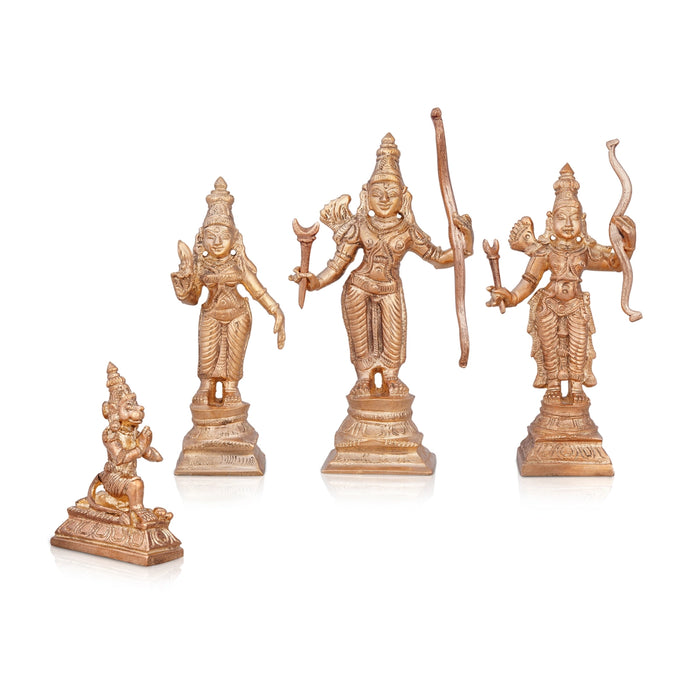 Ram Darbar Murti Set - 4 x 2.5 Inches | Panchaloha Statue/ Sita Ram Laxman Hanuman/ Ram Darbar Idol