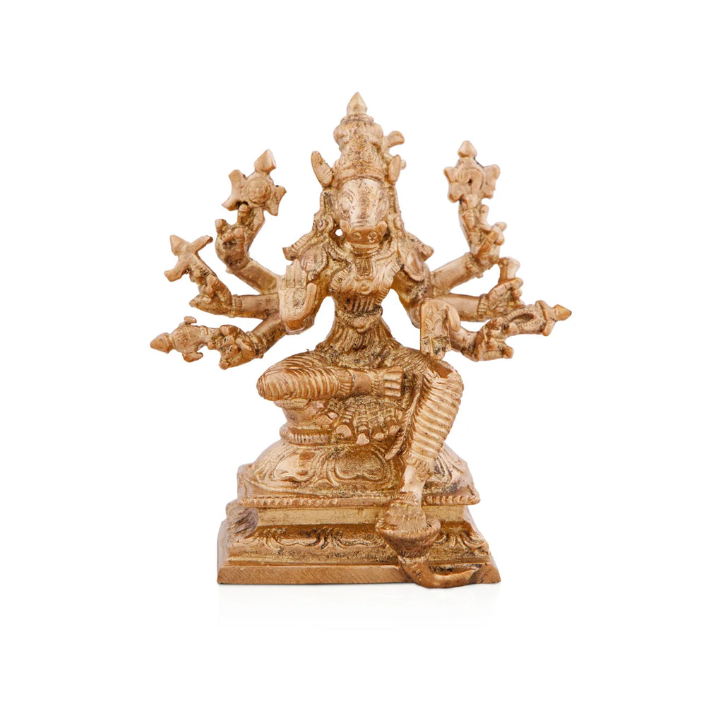 Varahi Amman Statue - 3.5 x 3 Inches | Panchaloha Idol/ Varahi Amman Idol
  with 8 Hands for Pooja