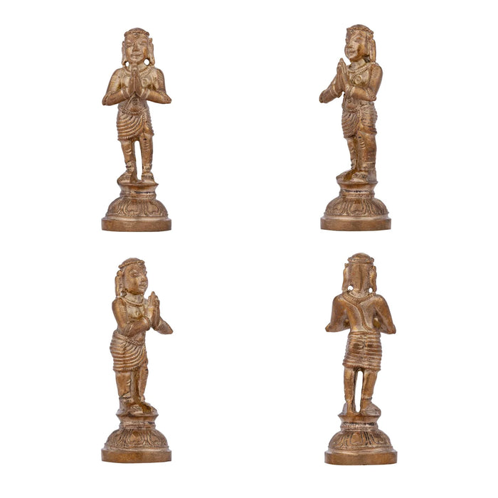 Naalvar Set - 3 x 1 Inches | Panchaloha Idol/ Appar/ Sundarar/ Sambandar/ Manikkavasagar/ Nalvar Idols for Pooja