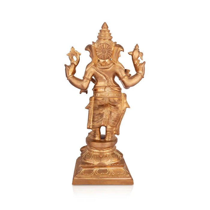 Ganesha standing On Base Murti - 9.5 x 5 Inches | Panchaloham Statue / Vinayagar Sculpture For Home Decor - Panchaloha Murties