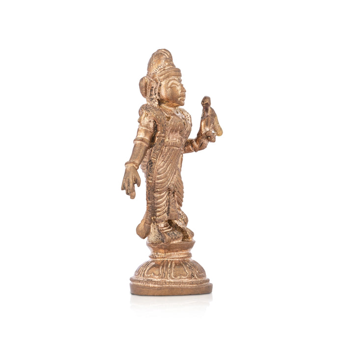 Andal Idol - 3 x 1.5 Inches | Panchaloha Idol/ Andal Vigraham for Pooja/ 75 Gms Approx - Panchaloha Murties