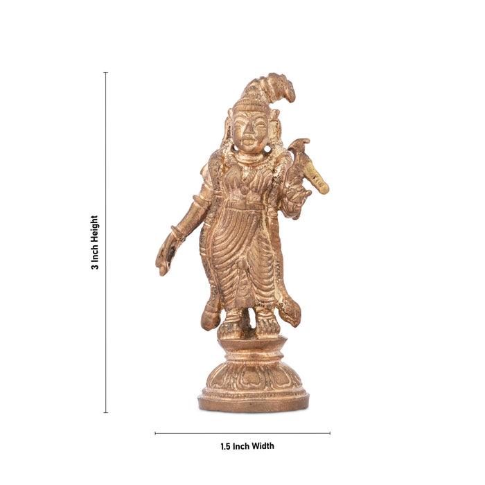 Andal Idol - 3 x 1.5 Inches | Panchaloha Idol/ Andal Vigraham for Pooja/ 75 Gms Approx - Panchaloha Murties
