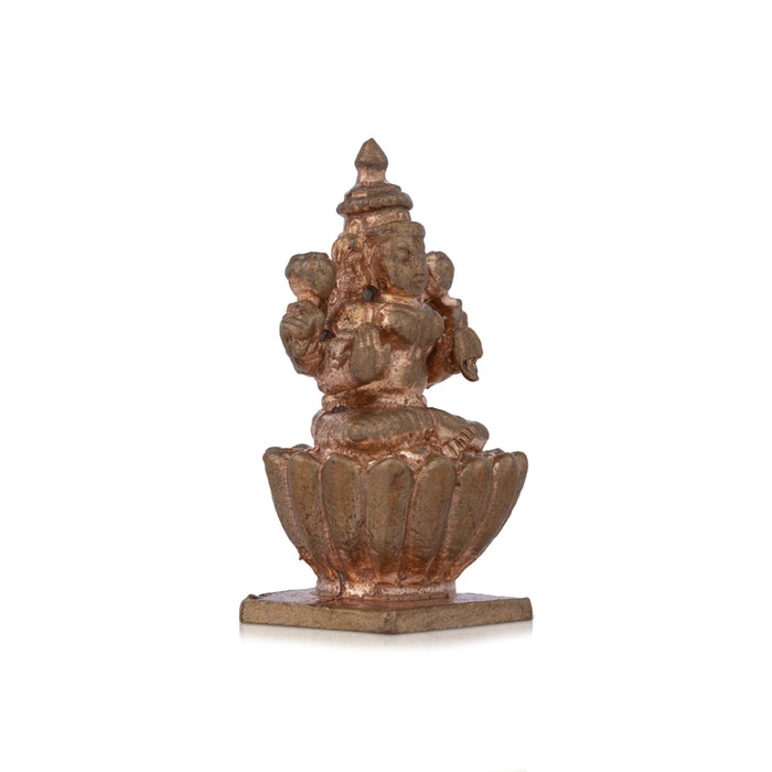 Laxmi Devi Statue - 1.75 x 1 Inches | Panchaloha Idol/ Lakshmi Statue Sitting On Lotus for Pooja/ 55 Gms Approx - Panchaloha Murties